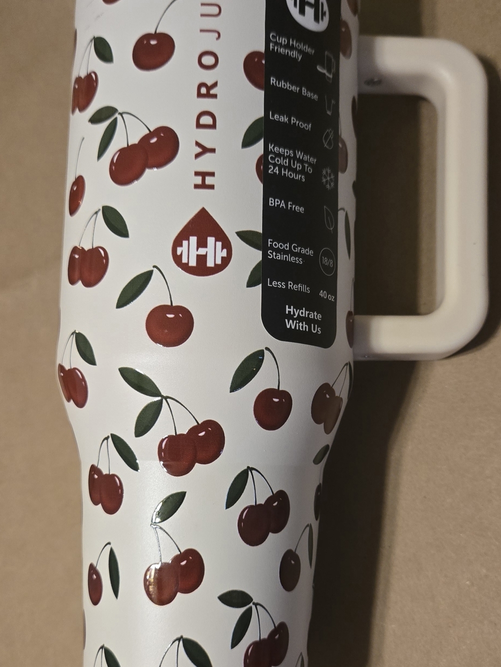 HydroJug Sweet Cherry Print Insulated Water Jug 40 Oz.